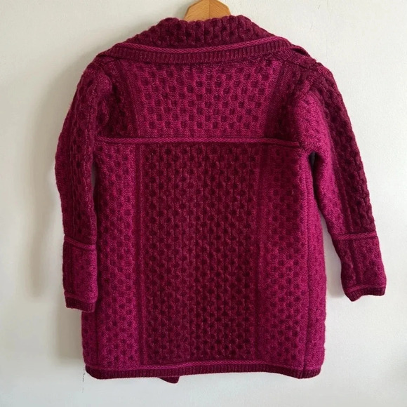 Aran crafts pink Two Tone Merino Wool Coat cardigan - Picture 7 of 8